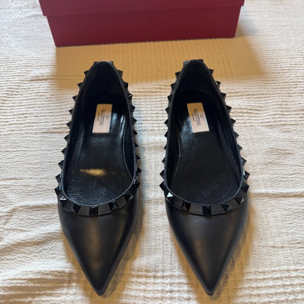 Valentino Garavani Rockstud Noir Ballet Flats Black Size 37- US 7 - Picture 7 of 8